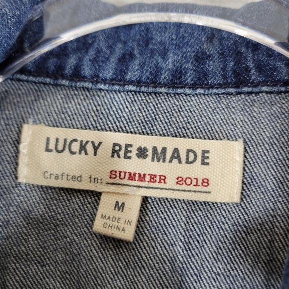 LUCKY BRAND x REMADE Waisted Trucker deconstructed distressed denim jacket - Picture 8 of 13
